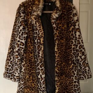 Leopard Print Faux Fur Teddy Jacket